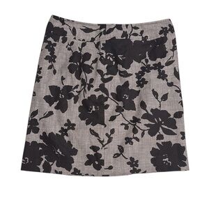 Ann Taylor Floral Gray and Black Pencil Skirt